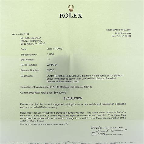 replacement paperwork for a rolex